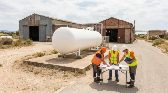 Citerne gaz propane aérienne installée sur un site industriel professionnel en France
